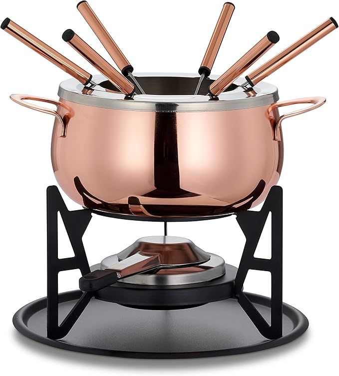 Oak & Steel - Stainless Steel Rose Gold Fondue Gift Set, Ideal for 6 Person | Amazon (UK)