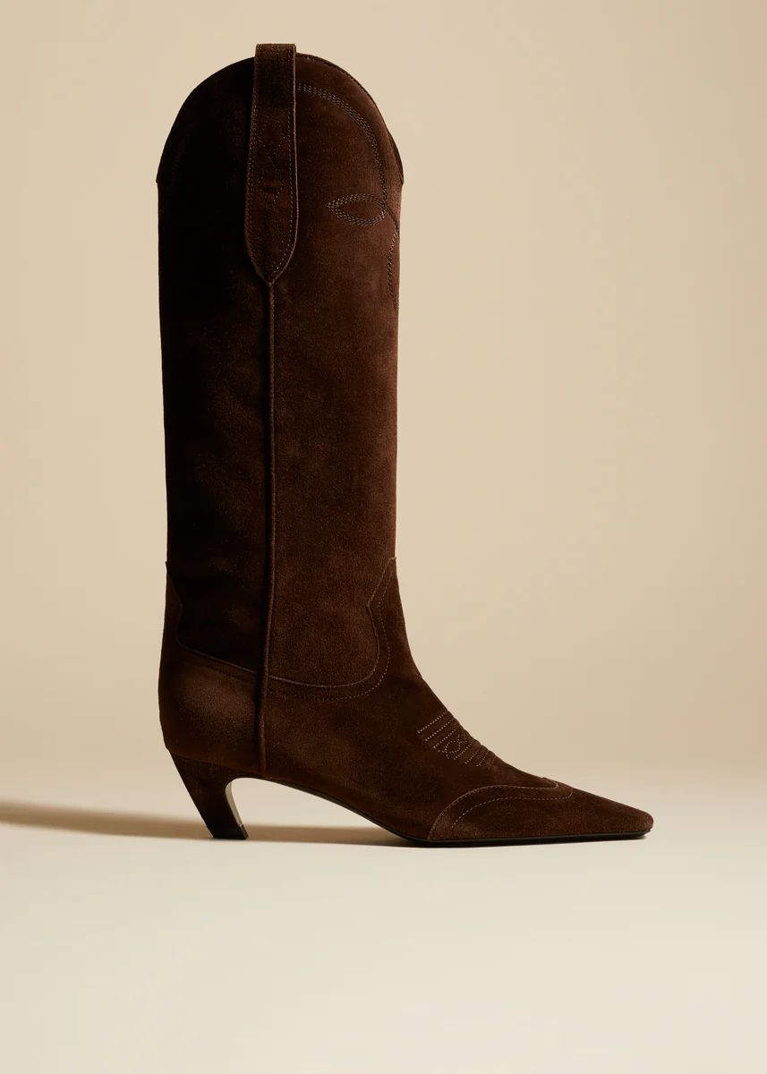 The Dallas Knee High Boot in Coffee Suede | Khaite