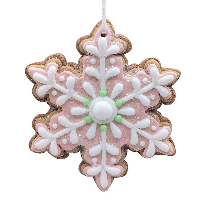 Mrs. Claus' Bakery Pink Snowflake Cookie Ornament, 4" | At Home