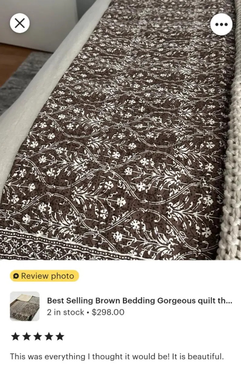 Best Selling Brown Bedding Gorgeous Quilt That Has the Perfect Vintage Look With Two 18x28 Inches... | Etsy (US)