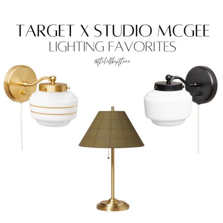 New release studio mcgee at target! Milk glass sconces and table lamps - no hardwiring necessary! Plug in sconce, lighting, lamp, tiny lamp, plaid shade, lamp shade, home decor. 

#LTKhome #LTKSeasonal #LTKsalealert