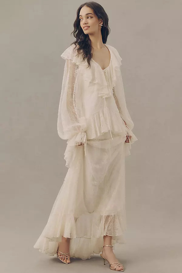 Esen Long-Sleeve Ruffle Maxi Dress | Anthropologie (US)