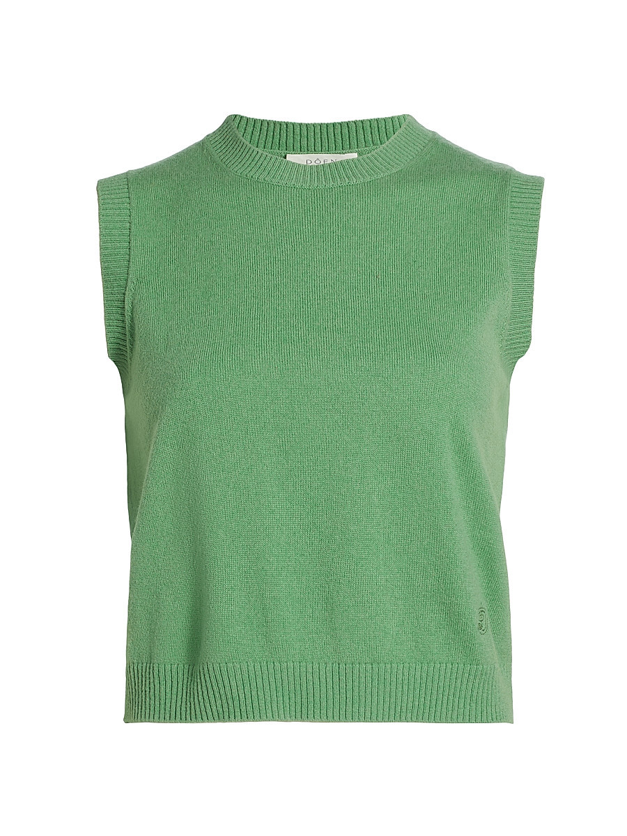 Women's Louden Cashmere Crewneck Sleeveless Top - Light Kelly Green - Size Large | Saks Fifth Avenue