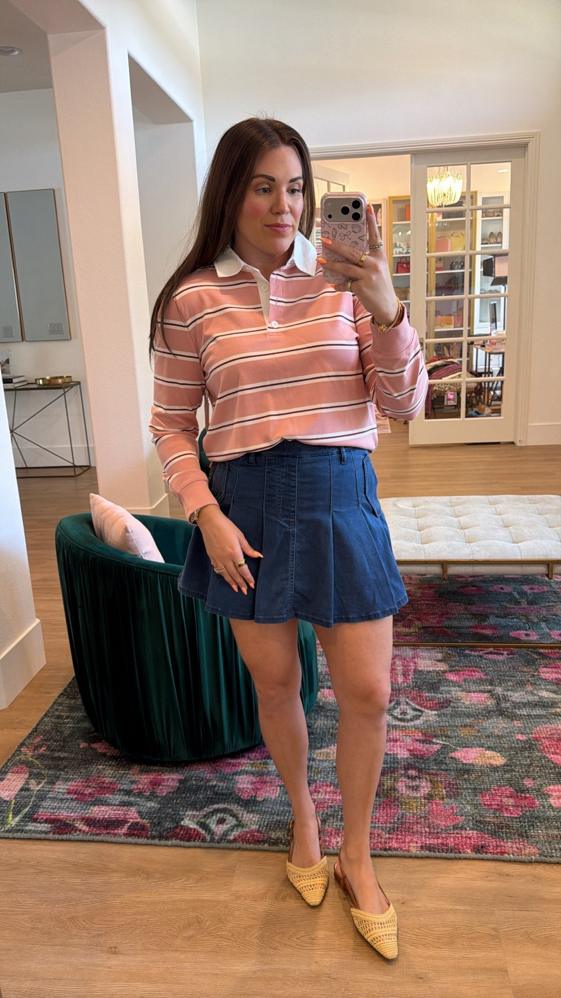 curvy midsize pre-fall look on the Nordstrom Anniversary Sale! wearing size medium in rugby striped top and size large denim plated skort

#LTKSeasonal #LTKMidsize #LTKSaleAlert