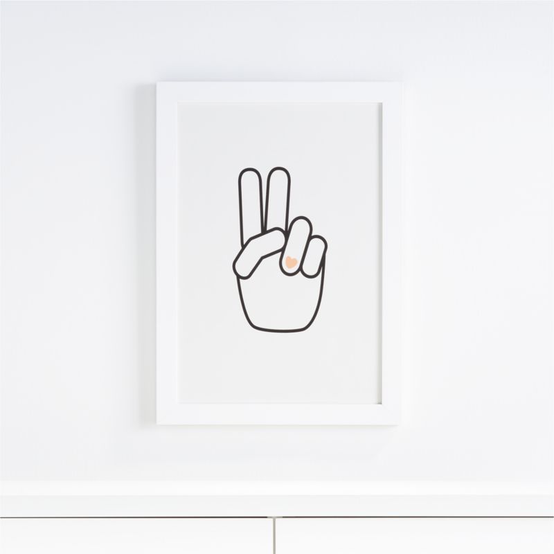 Peace Hand Heart Framed Wall Art | Crate and Barrel | Crate & Barrel