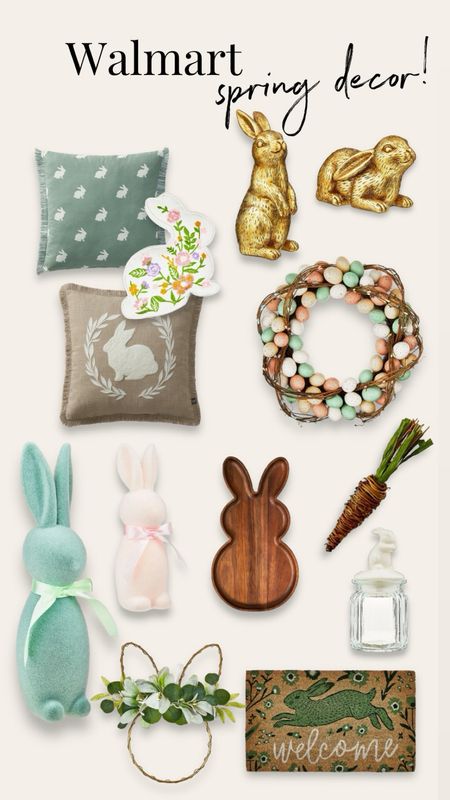 Walmart spring & Easter decor! All super affordable price points! Flocked bunnies, pastel eggs, spring wreath, gold bunnies, bunny charcuterie board, easter doormat, bunny pillow


#LTKSeasonal #LTKhome