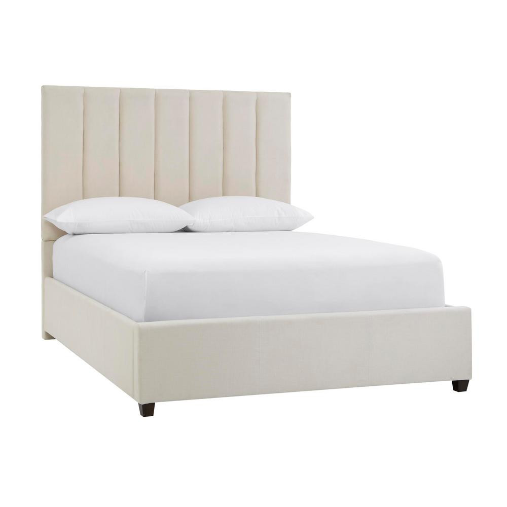 Home Decorators Collection Eastland Ivory Upholstered King Bed with Channel Back Tufting (80.71 in W | The Home Depot