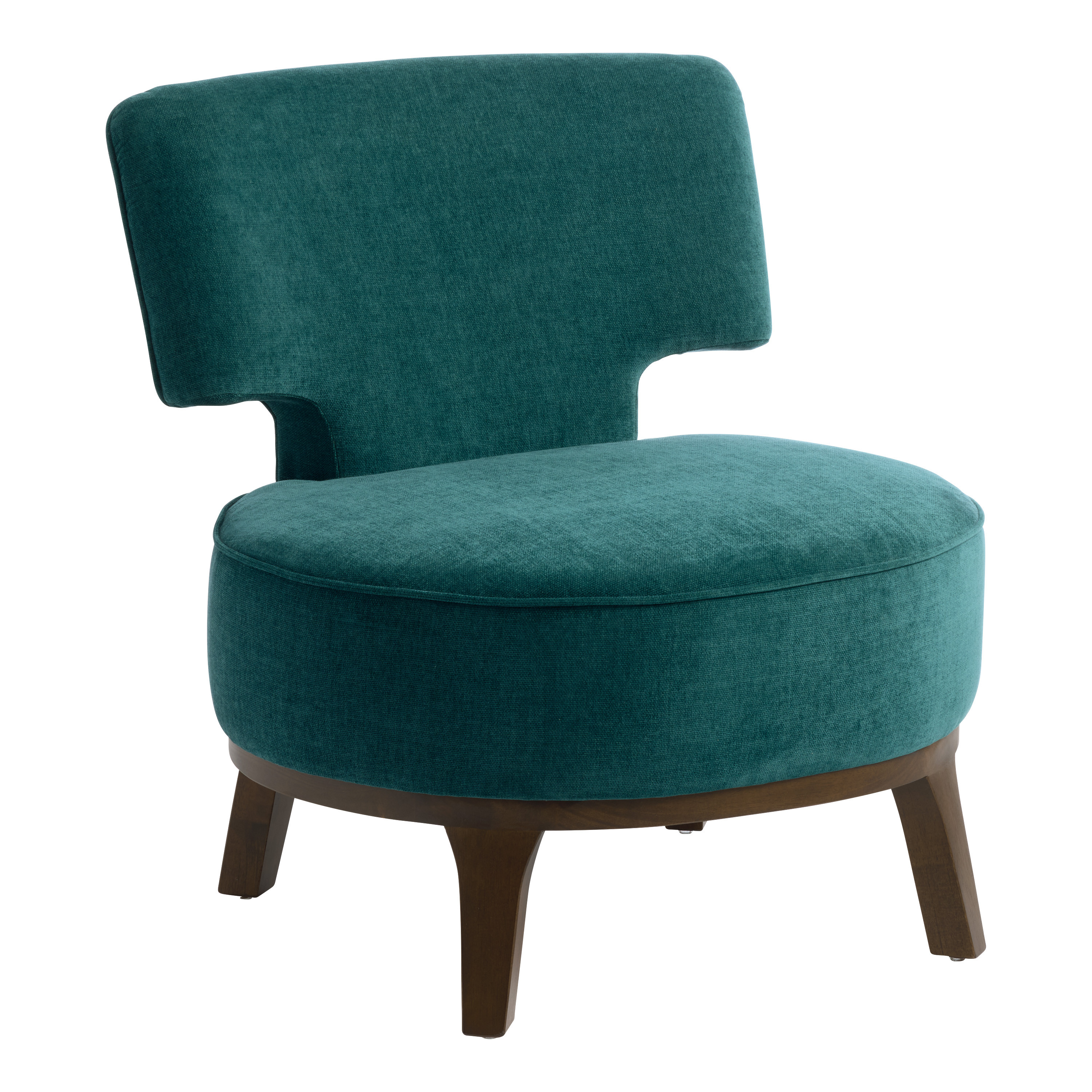 Campari Teal Chenille T Back Upholstered Slipper Chair | World Market
