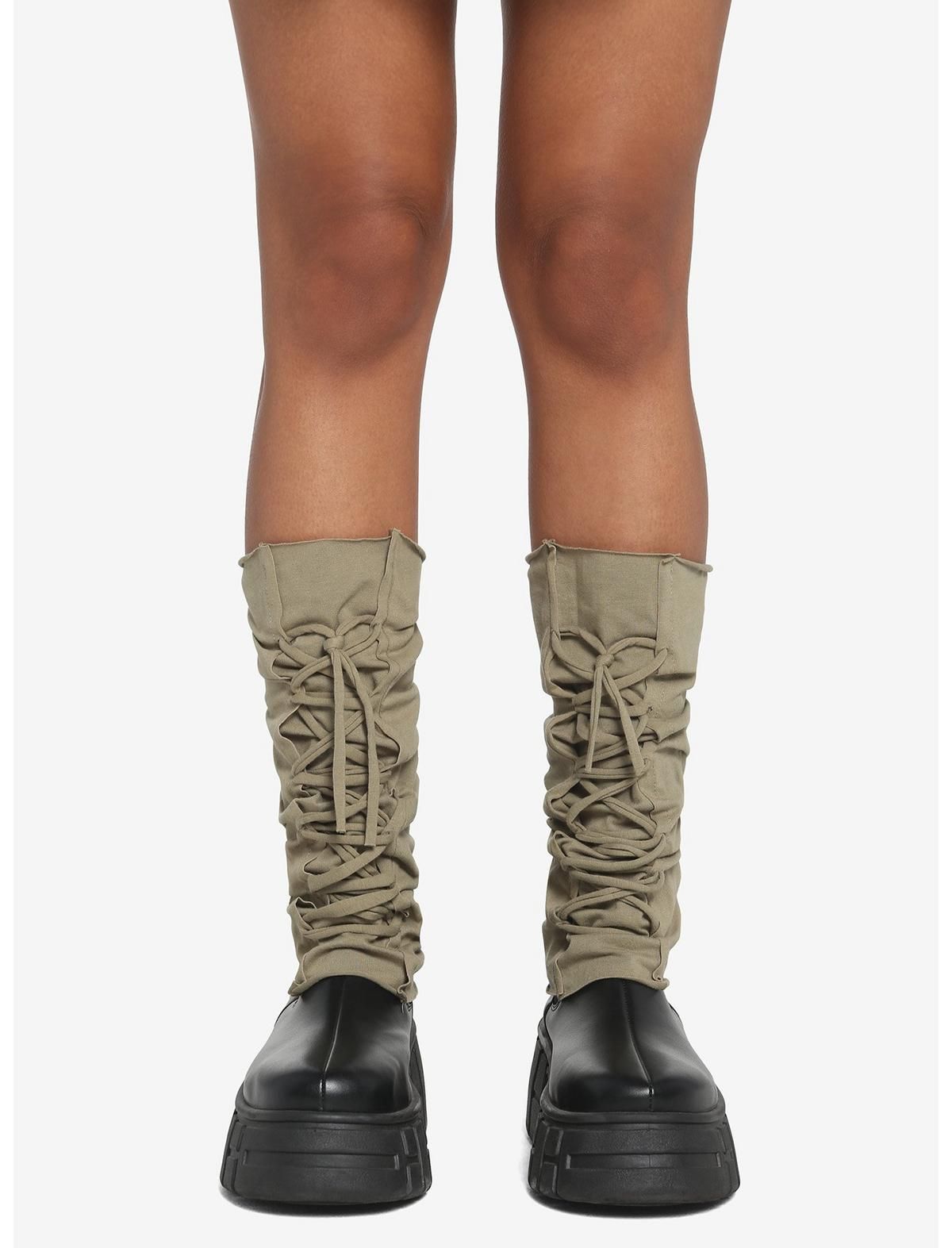 Olive Green Lace-Up Leg Warmers | Hot Topic | Hot Topic
