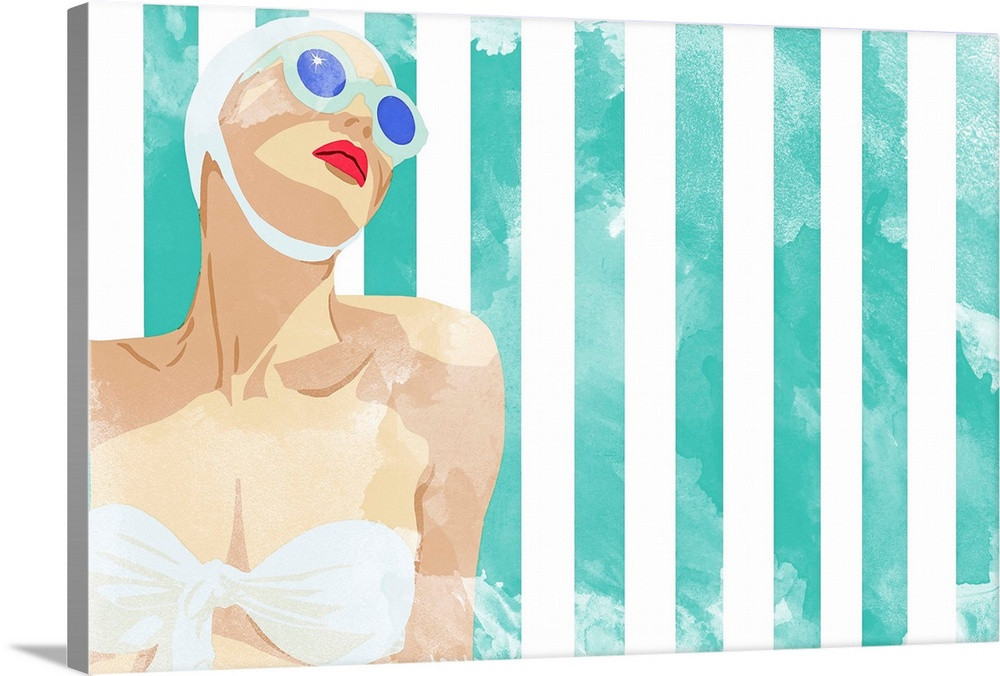 Bathing Beauty On Teal Towel Wall Art | Great Big Canvas - Dynamic
