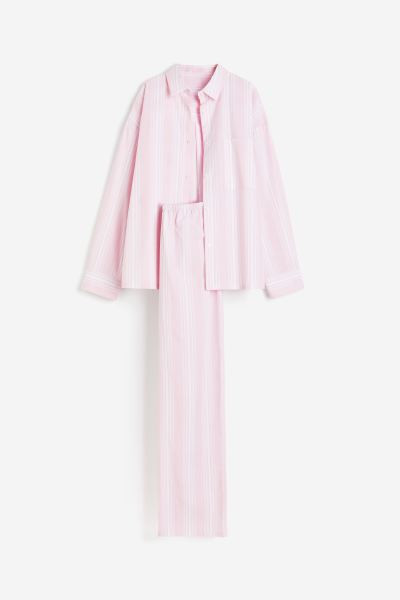 Pajama Shirt and Pants - Light pink/striped - Ladies | H&M CA | H&M (US + CA)