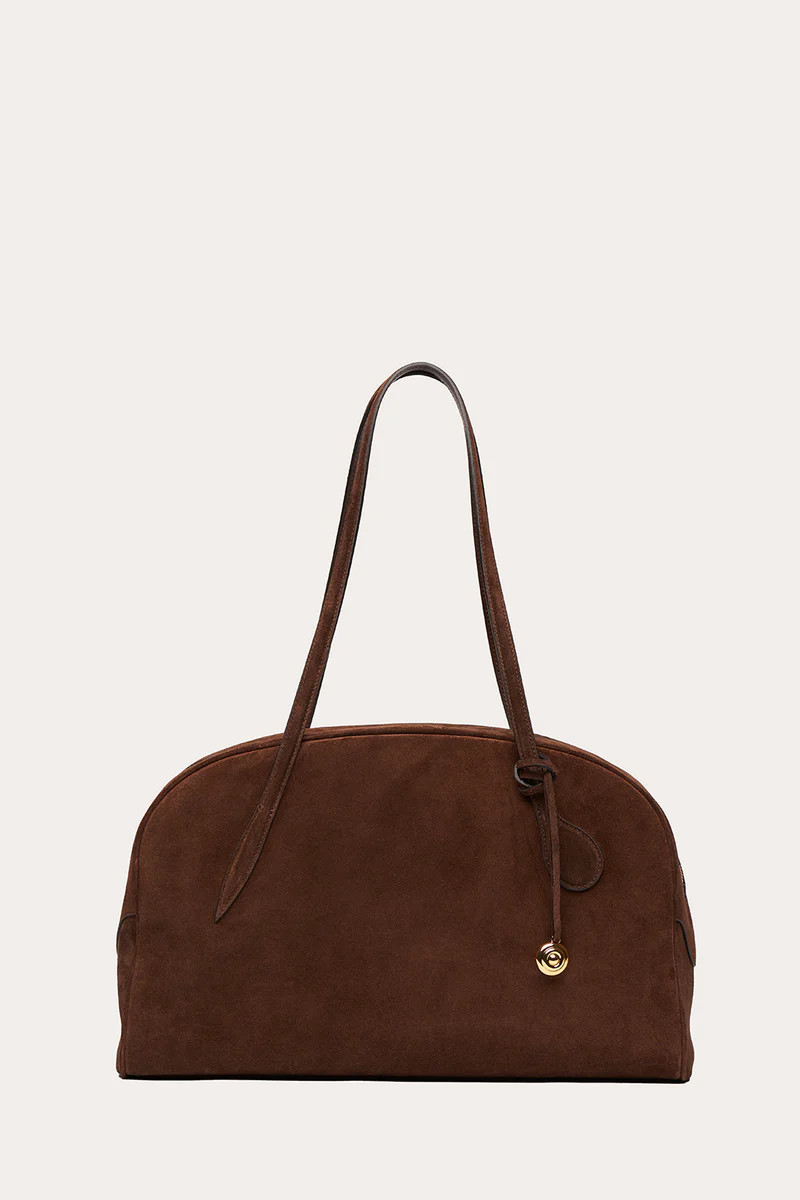 Bowling Bag Dark Brown Suede | LITTLE LIFFNER