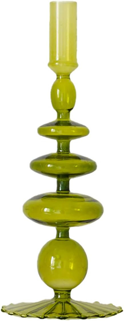 LKXHarleya Glass Candlesticks Holders, Retro Glass Candle Holder for Taper Candle Table Centerpie... | Amazon (US)