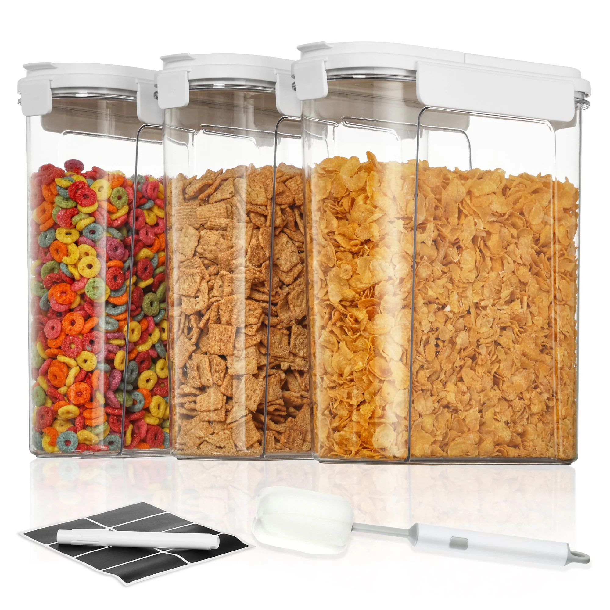 Afoxsos 3 Pack 135.2oz Airtight Plastic Cereal Storage Containers with Flip Top Lids Easy Grip Food Dispenser for Kitchen Pantry Organization | Lowe's