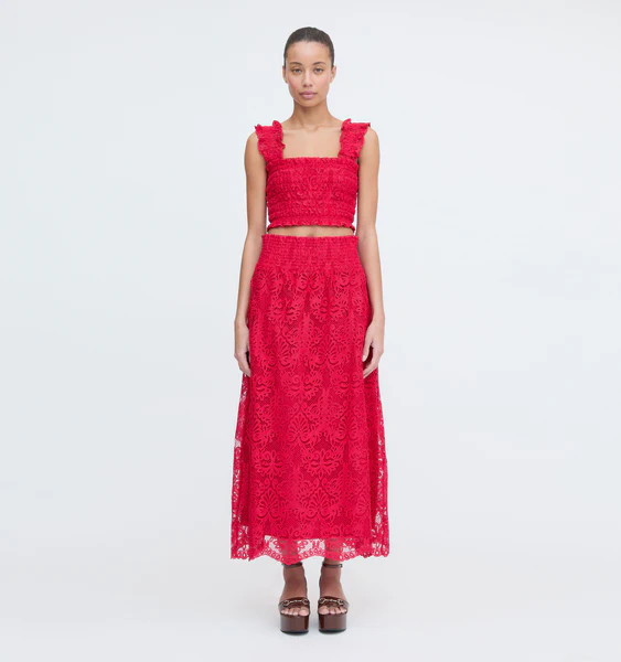 The Delphine Nap Skirt - Cerise Lace | Hill House Home US
