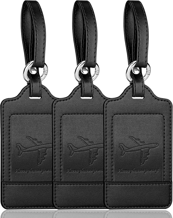 Teskyer 3 Pack Luggage Tags, PU Leather Luggage Tags for Suitcases, Luggage Labels with Name ID C... | Amazon (UK)