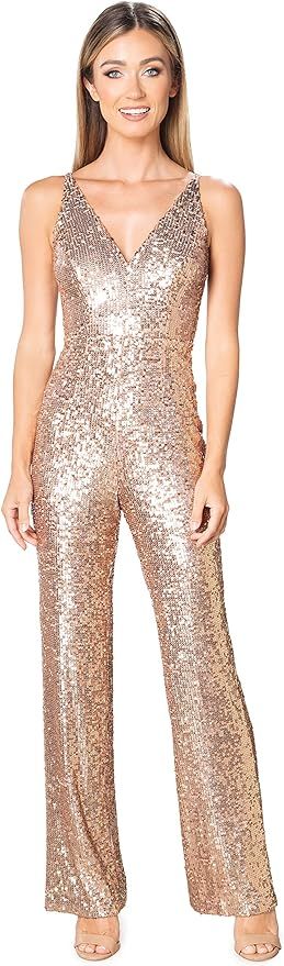 Dress the Population Womens Charlie Plunging Jumpsuit | Amazon (US)