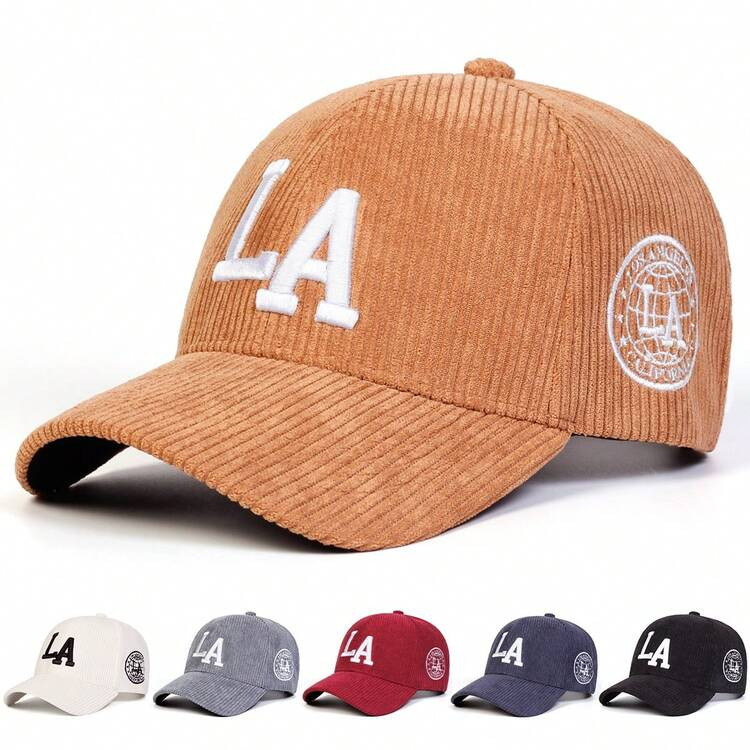 1pc Women's Corduroy Baseball Cap LA Baseball Cap LOS ANGELES Adjustable Outdoor Sun Protection Casual Hat, Suitable For Autumn/Winter Travel, Beach, Party | SHEIN
