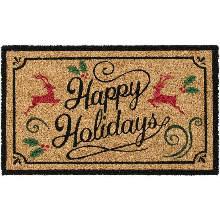 Holiday Time Happy Holidays Coir Doormat, 18" x 30" | Walmart (US)