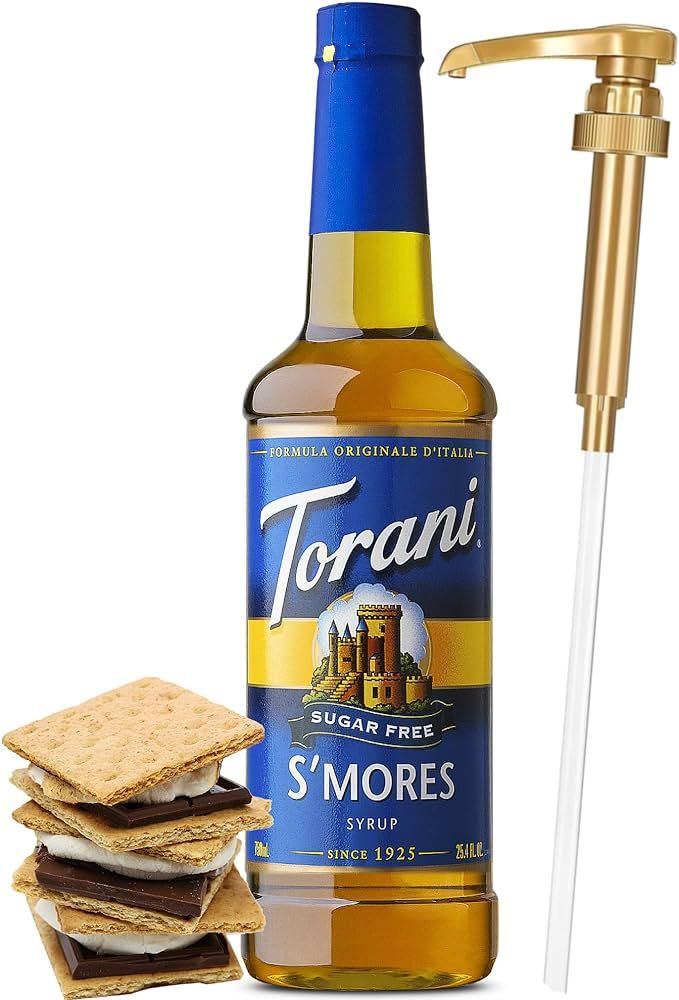 Torani Sugar Free Smores Syrup for Coffee with Little Squirt Syrup Pump, 750ml 25.4 Ounces | Amazon (US)