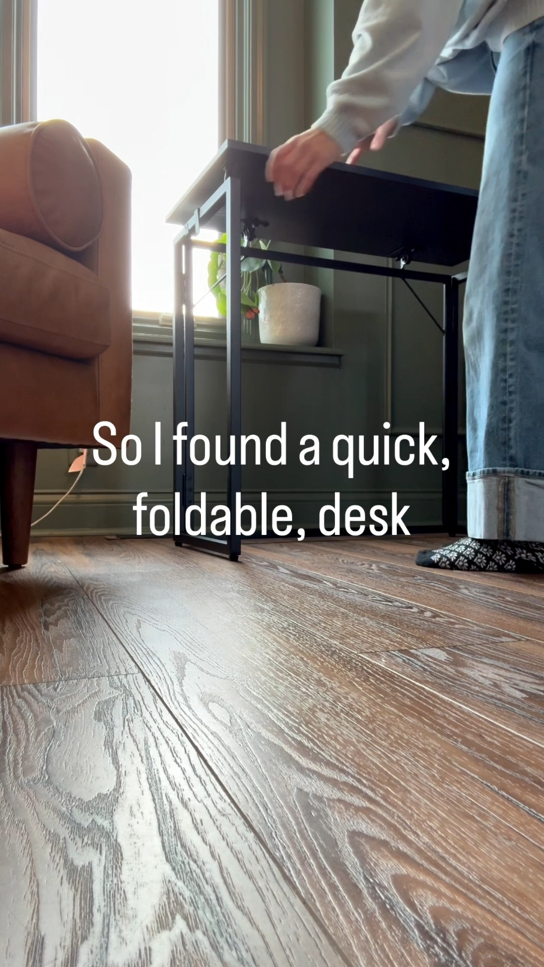 I wasn’t expecting much from a pre-assembled, folding desk but I can say it’s perfect! Sometimes I need a desk, and sometimes where I need the desk changes based on where the kiddo is, lighting, etc. 
This foldable desk comes in multiple colors, is the perfect height, and ticks away so quickly. I bought a storage ottoman as a chair and it tucks under it perfectly too! 
And just like that, I have an office again if I need it. 

#LTKOver40 #LTKHome #LTKmomlife