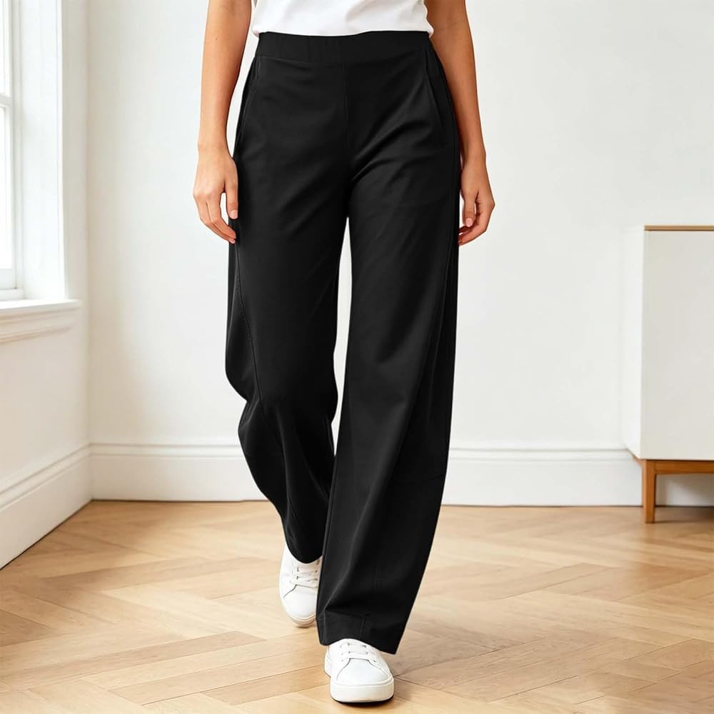 Women's Jogging Bottoms with High Waistband, Plain Casual Trousers with Pockets, Comfortable Wide... | Amazon (UK)