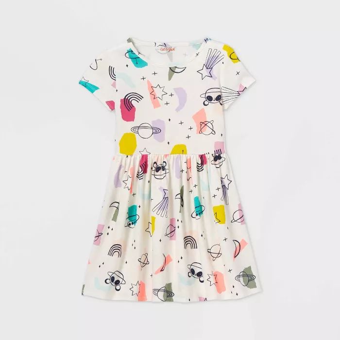 Girls' Short Sleeve Printed Knit Dress - Cat & Jack™ | Target