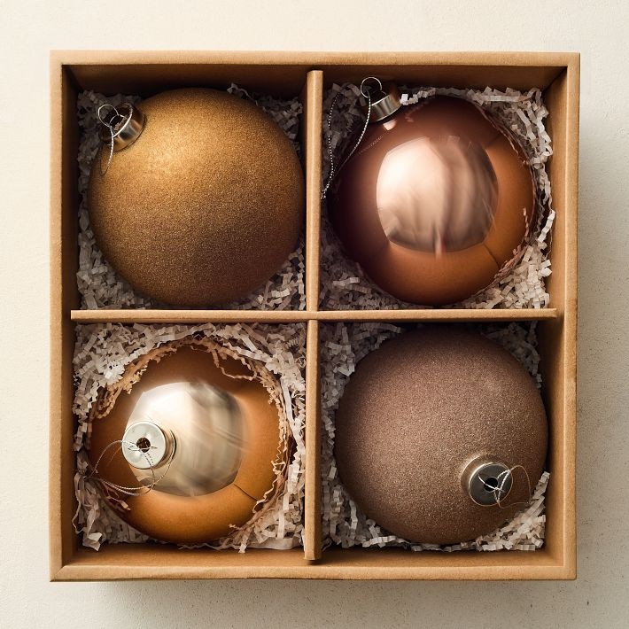 Neutrals Glass Ball Ornaments (Set of 4) | West Elm (US)