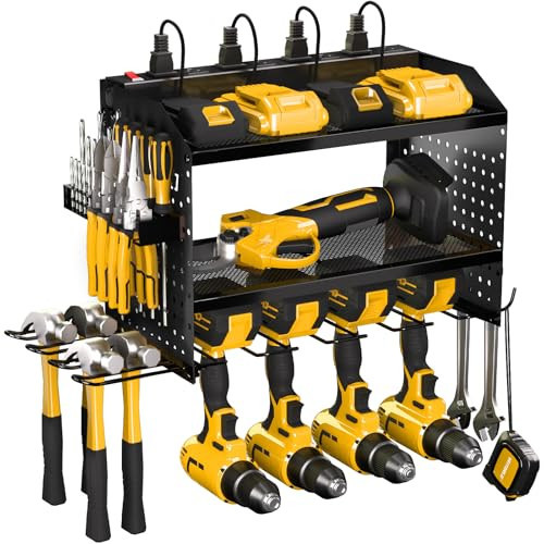Power Tool Organizer with Charging Station, Gifts for Men Dad Husband Him Fathers Day, Wall Mount Garage Shelving with 6 Drill Holder, Garage Storage Built in 8 Outlet Power Strip,Battery Organizer | Amazon (CA)
