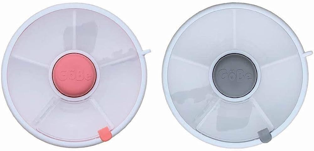 GoBe 2 Pack Kids Snack Spinner - Grey/Coral - Reusable Snack Container with 5 Compartment Dispens... | Amazon (US)
