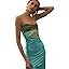 heyheyshine Patchwork Y2K Strapless Dress Party Sleeveless Backless Sexy Hollow Out Dresses Women... | Amazon (US)