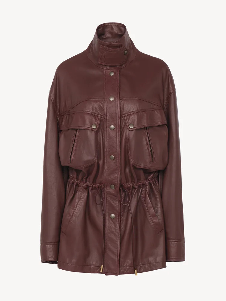 High-neck parka in leather | Chloe US