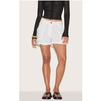 White Tailored Linen Blend Shorts | PrettyLittleThing US