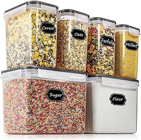 Airtight Food Storage Containers - Wildone Cereal & Dry Food Storage Container Set of 6(Black Lid... | Amazon (US)