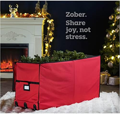 Zober Super Rigid Rolling Christmas Tree Storage Box - Canvas Fabric with Cardboard Inserts - Opens  | Amazon (US)