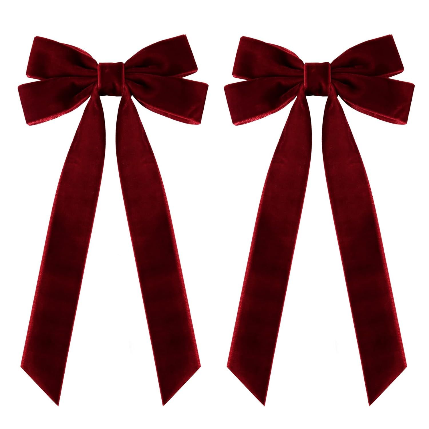 2PCS Velvet Hair Bows Red Hair Ribbon Clips Big Fall Alligator Clips Hair Accessories for Women G... | Amazon (US)