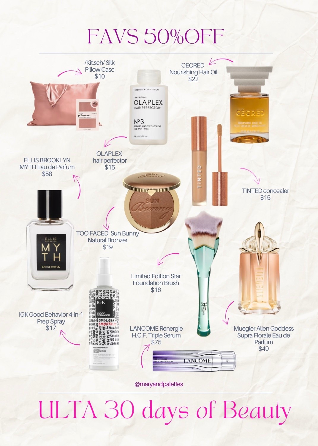 My favs from ULTA’s 30 Days of Beauty Week 1! Hair, makeup and perfume that I actually wear. 50% OFF