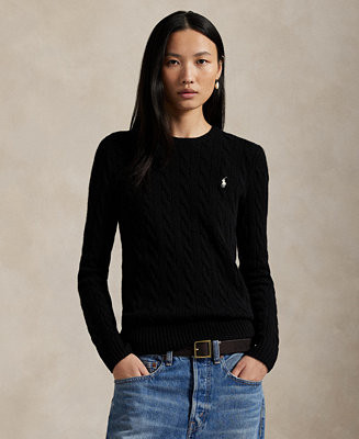 Polo Ralph Lauren Women's Cable Wool-Cashmere Crew Neck Sweater - Macy's | Macy's
