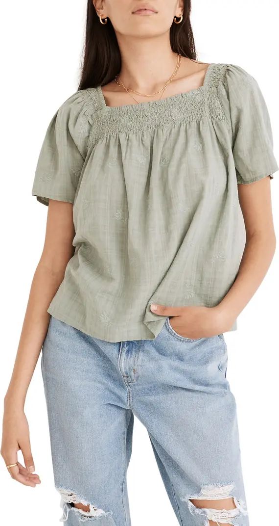 Madewell Women's Dotted Vines Square Neck Smocked Top | Nordstrom | Nordstrom