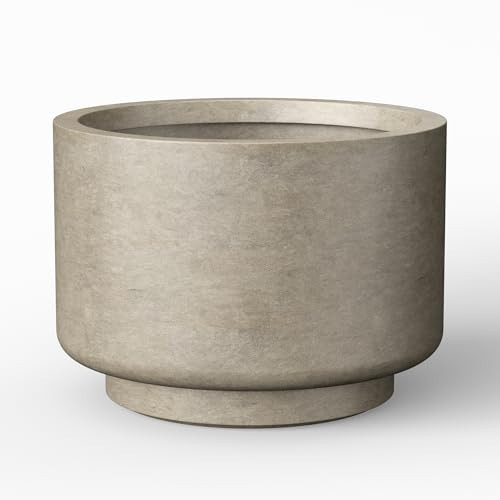 Kante 10 Inch Dia Concrete Planter, Round Pedestal Design Garden Pot for Indoor Outdoor Plants, Modern Flower Pot with Drainage Hole and Rubber Plug, Weathered Concrete | Amazon (US)