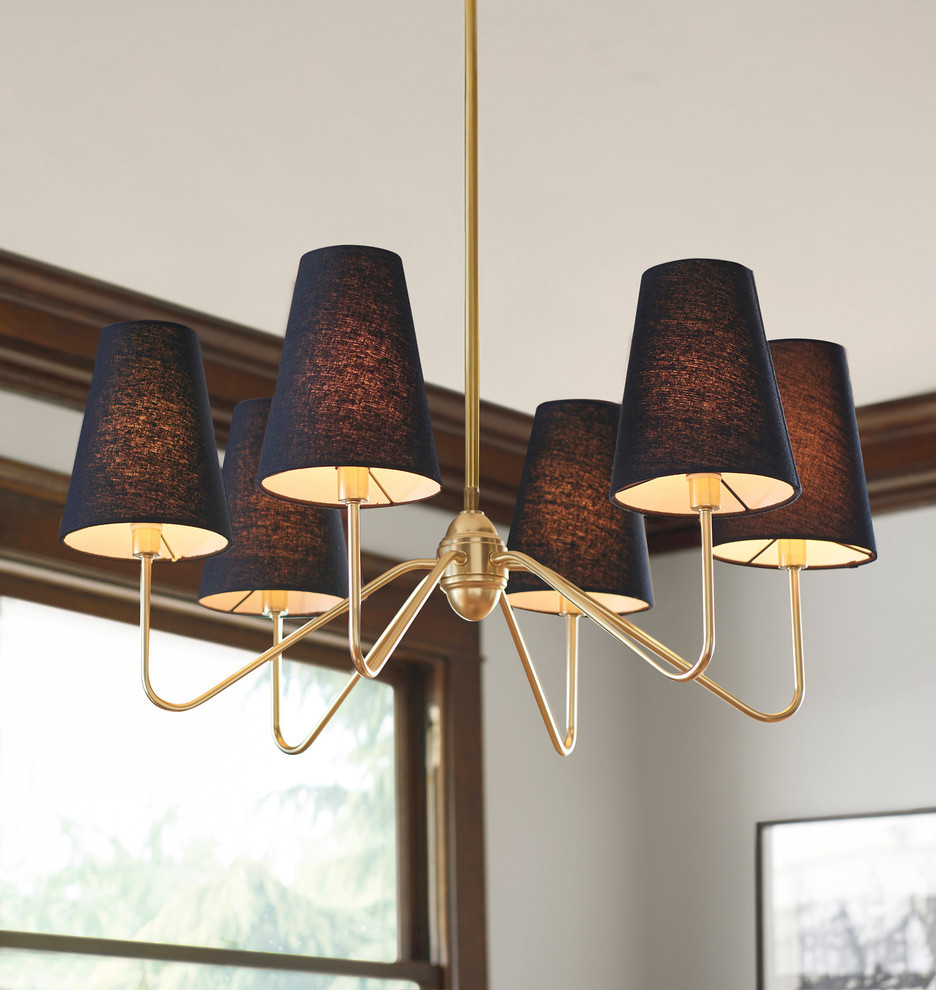 Berkshire 6 Arm Chandelier with Linen Shades | Rejuvenation