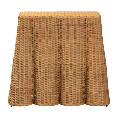 Bali & Pari Palm Scallop Natural Rattan Console Table – Handwoven Wicker Accent Table For Hallway Or Entryway, Coastal & Boho Décor, Rectangle 36 | Wayfair North America