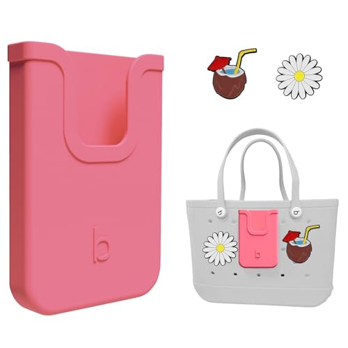 EASYDOG Silicone Phone Holder Compatible with Bogg Bag, Soft Silicone Charm Insert Accessories and Attachment for Bogg Beach Bags, Generic Size Fits for iPhone and Android Phones Coral red | Amazon (US)