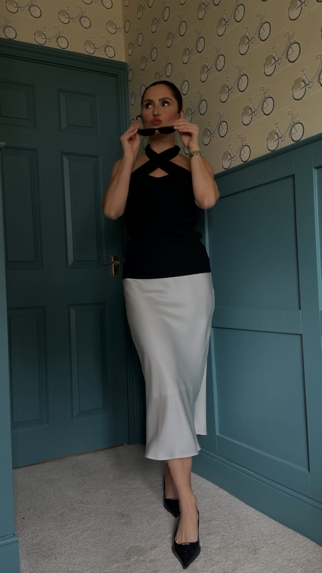 White silk skirt, black cut-out top, brown waistcoat, waistcoat, vest, going out outfit, workwear, white cardigan, Black Friday sale#LTKCyberSaleUK #LTKCyberWeek

#LTKstyletip