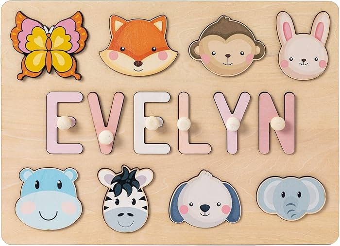 Personalized Name Puzzle for Kids Engraved Text Greetings on Back Custom Wooden Name Signs with P... | Amazon (US)