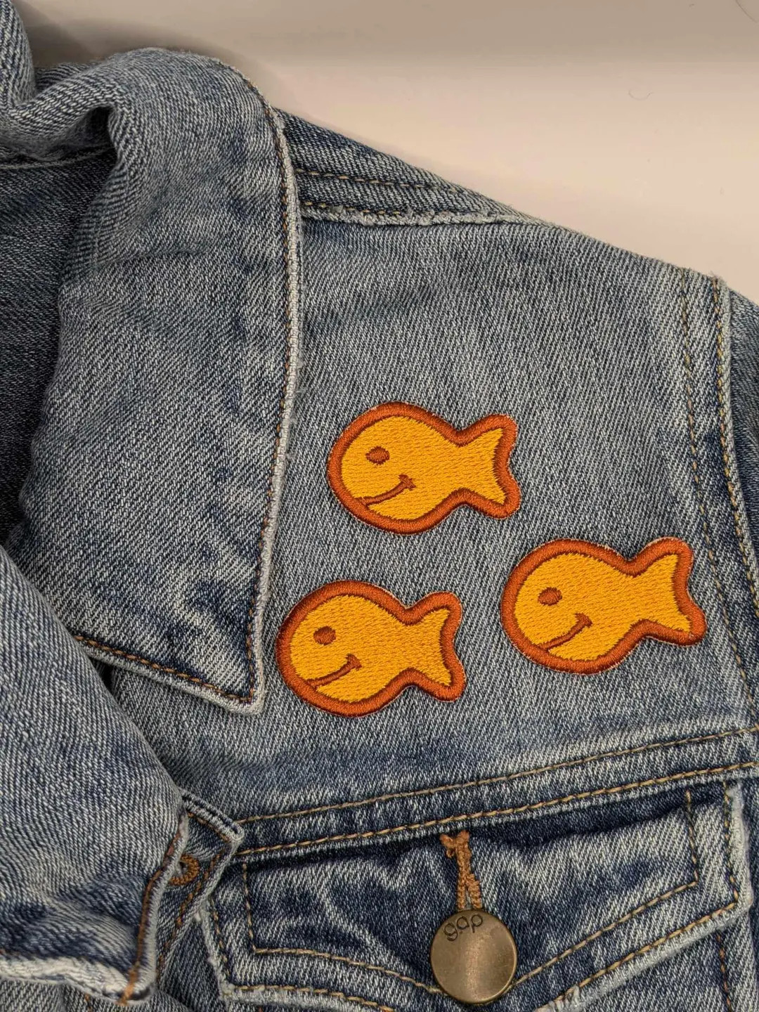 Goldfish Snack Embroidered Patch, (3) Small Orange Fish or (1) Large Orange Fish or (4) Small Mul... | Etsy (US)