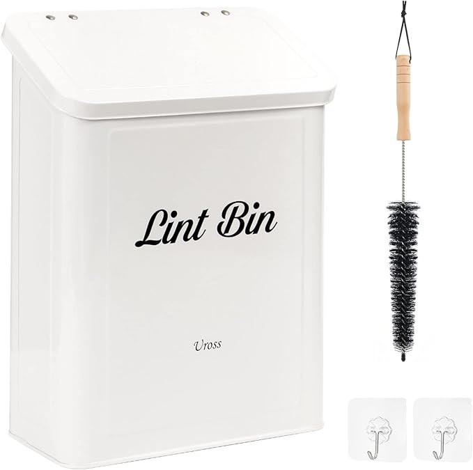 Metal Magnetic Lint Bin for Laundry Room with Lint Brush, Uross Wall Mounted Dryer Lint Box Holde... | Amazon (US)