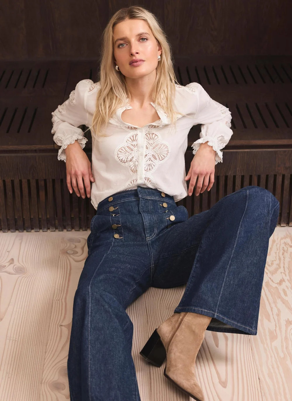 SHOP THE LOOKDark Indigo Button Front Tailored Jean£110.00Colour: NavySize Guide
  
Denim Fit Gu... | Mint Velvet