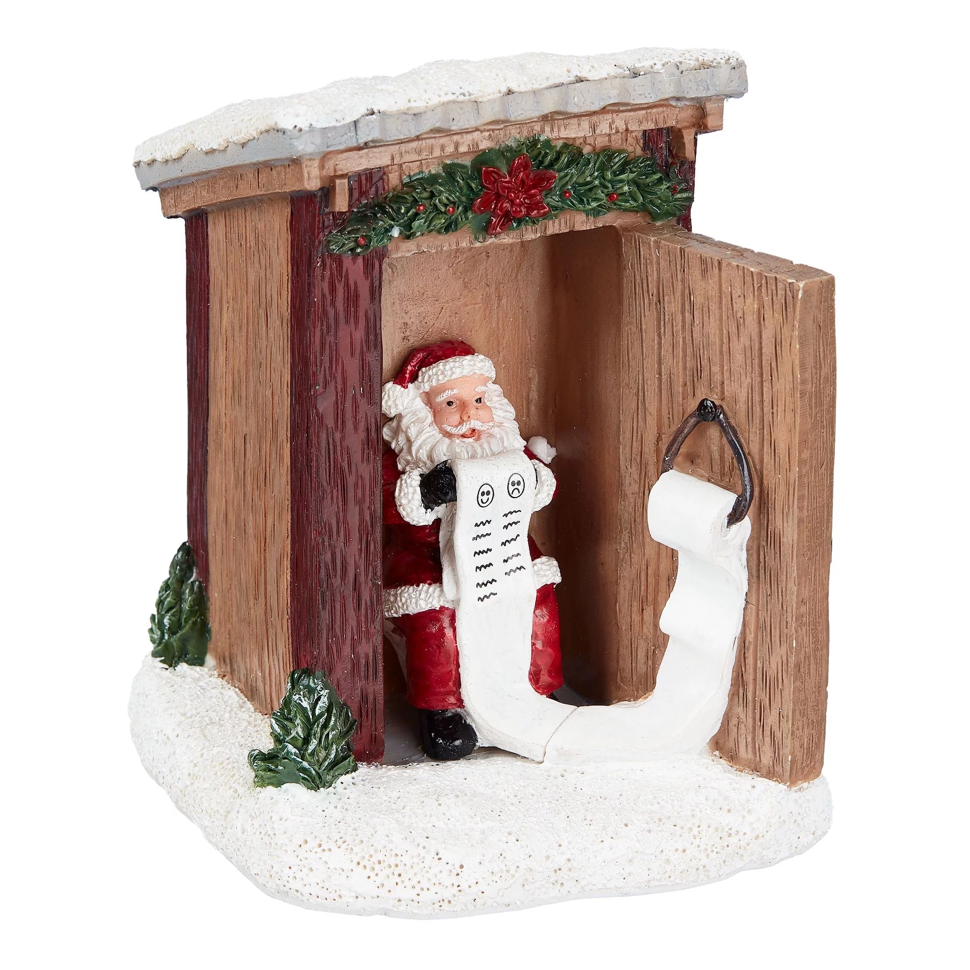 Holiday Time Santa in Outhouse Christmas Village Collectible Figurine Table Top Decoration | Walmart (US)