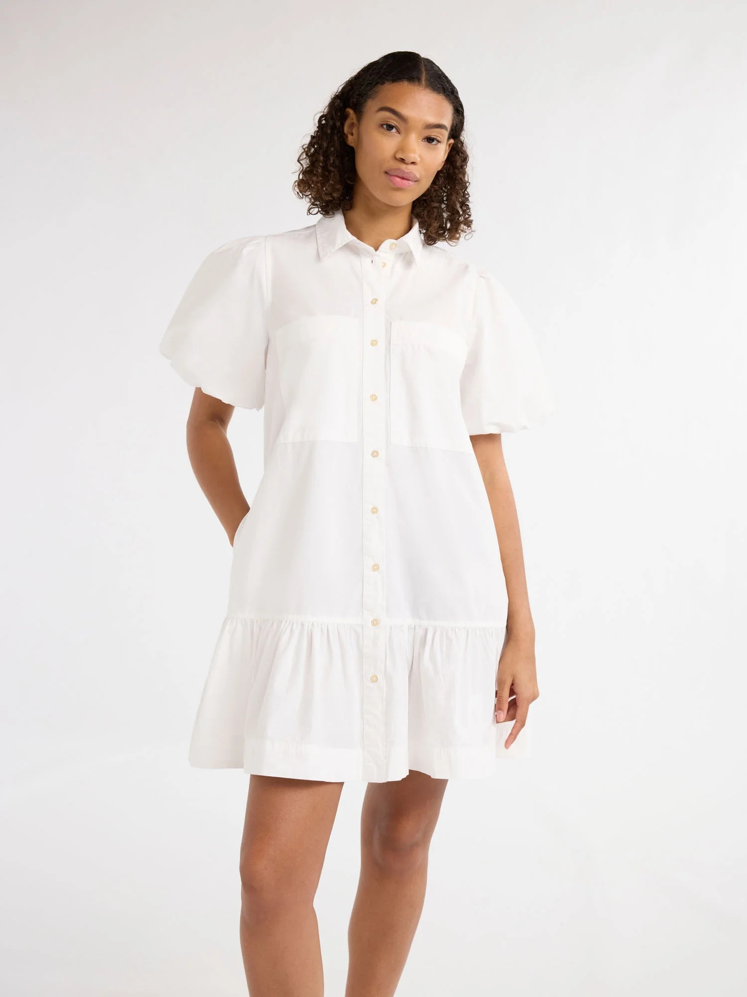 Free Assembly Women’s and Women's Plus Cotton Ruffle Mini Dress with Puff Sleeves, Sizes XS-4X | Walmart (US)